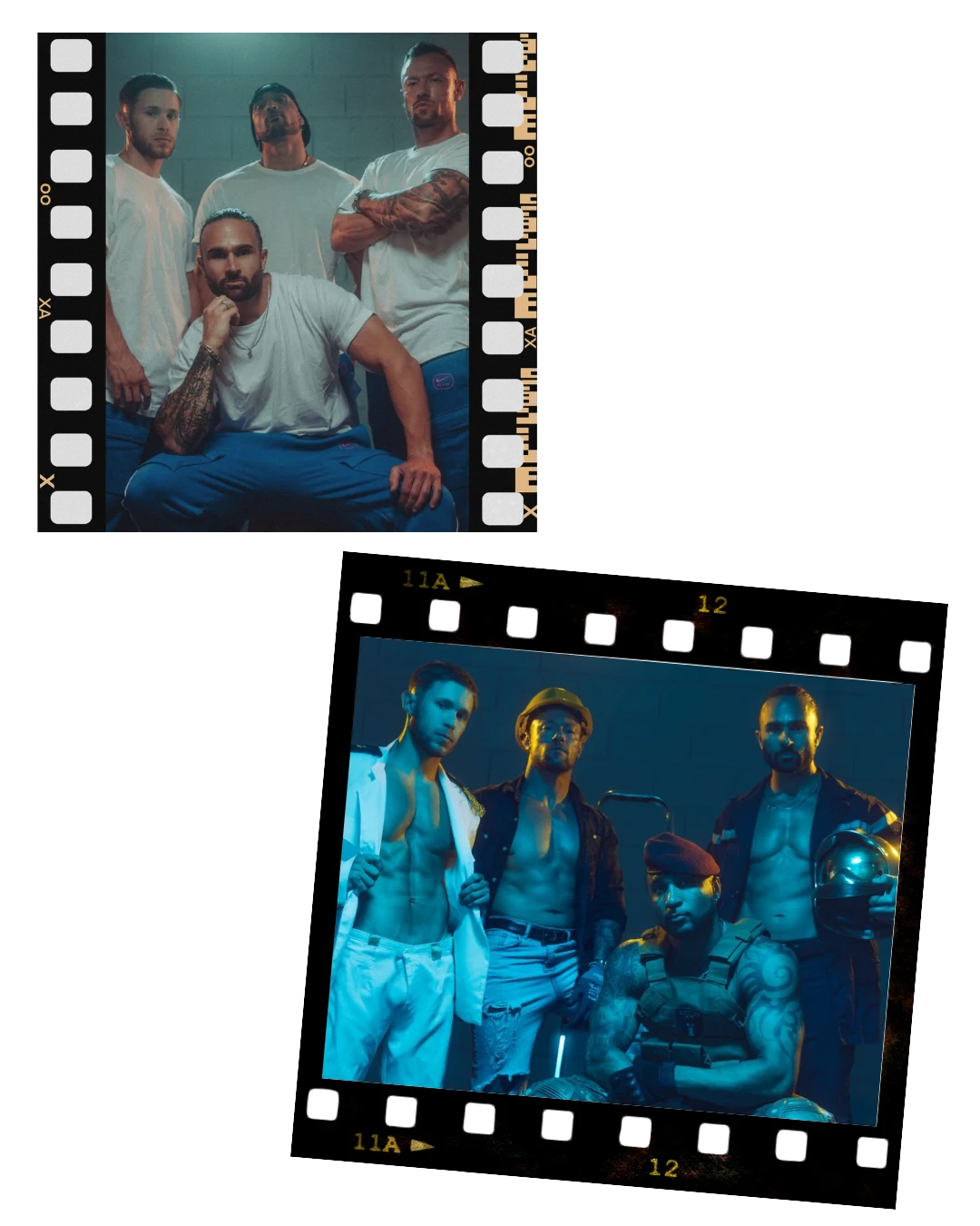 Collage photo de la troupe Golden Boys, chippendales made in France